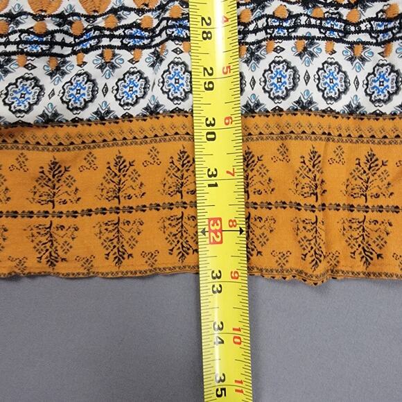 Skies Are Blue Boho Mini Dress S Embroidered Sleeve Print Border Boho-Chic - Picture 7 of 7